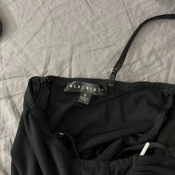 Blue Blush Black Mesh Corset Mini Dress - Picture 7 of 9